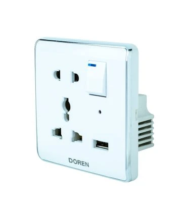 DOREN White 13 A  9 PIN USB  GANG SOCKET